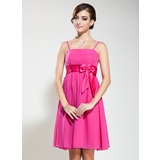 Empire Knee-Length Chiffon Charmeuse Bridesmaid Dress With Sash Beading (007020883)