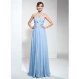 Empire Halter Floor-Length Chiffon Prom Dress With Ruffle Beading (018017387)
