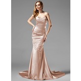 Mermaid Sweetheart Court Train Charmeuse Holiday Dress With Ruffle Beading (020013079)