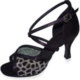 Fabric Nubuck Heels Sandals Latin Dance Shoes With Animal Print (053021604)