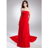 Empire Strapless Watteau Train Chiffon Prom Dress With Ruffle Beading (018015873)
