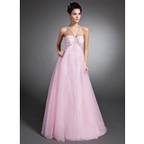 Empire V-neck Floor-Length Organza Holiday Dress With Ruffle Beading (020015074)