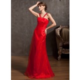 Empire V-neck Floor-Length Organza Evening Dress With Beading (017014835)