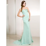 Sheath Sweetheart Sweep Train Chiffon Holiday Dress With Ruffle Lace Beading Sequins (020014220)