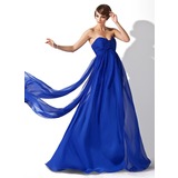 Empire Sweetheart Watteau Train Chiffon Evening Dress With Ruffle (017020709)