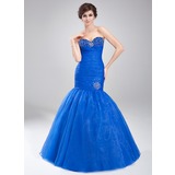 Mermaid Sweetheart Floor-Length Organza Prom Dress With Ruffle Beading (018020791)