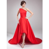 A-Line/Princess One-Shoulder Asymmetrical Taffeta Evening Dress With Ruffle (017020673)