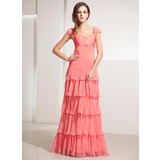 A-Line/Princess Sweetheart Floor-Length Chiffon Holiday Dress With Ruffle Lace (020014197)