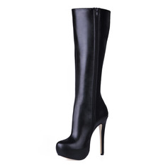 Leatherette Stiletto Heel Platform Boots Knee High Boots (088013830)
