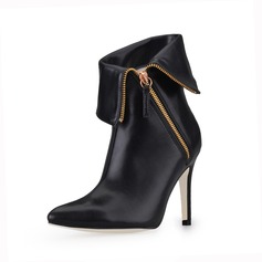 Leatherette Stiletto Heel Closed Toe Ankle Boots With Chain (088017136)