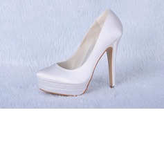 Satin Stiletto Heel Closed Toe Platform Pumps Wedding Shoes (047024175)