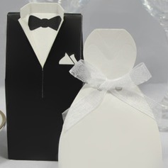 Classic Bride & Groom Favor Box With Organza Ribbon (Set of 6 Pairs) (050005841)