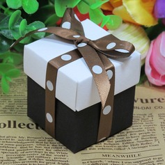 White And Black Favor Box With Brown Ribbon (Set of 12) (050026288)