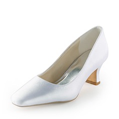 Satin Spool Heel Closed Toe Wedding Shoes (047005395)