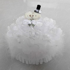 Music Box Wedding Ring Pillow With Teddy Bear And White Feather(103018237)