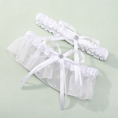 2-Piece Satin with Bowknot/Rhinestone Wedding Garter (104019474)