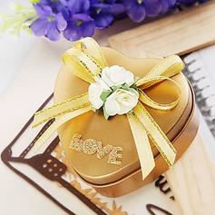 Heart Shaped Gold Favor Tin With Ribbon Bow (Set of 6) (050013938)