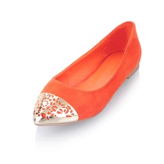 Suede Flat Heel Closed Toe Flats With Hollow-out (086025191)