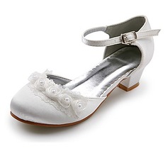 Satin Low Heel Closed Toe Flats Wedding Shoes With Satin Flower (047020911)