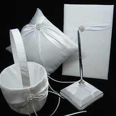 Elegant Wedding Collection Set In White Satin (4 Pieces)(100017975)