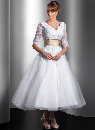 designer tea length wedding dresses gowns