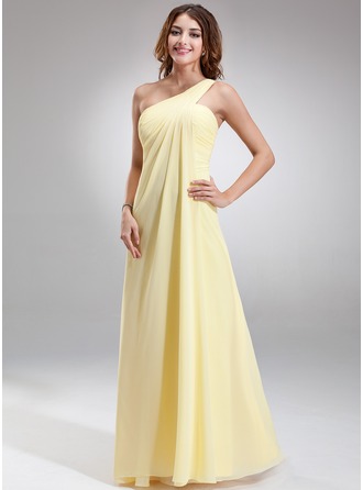 Chiffon Floor-length One�Cshoulder Empire Bridesmaid Dress