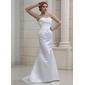 Mermaid Sweetheart Sweep Train Satin Wedding Dress With Ruffle Beadwork (002011680)