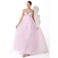 Empire Sweetheart Floor-Length Satin Tulle Evening Dress With Beading Sequins (017004348)