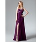 Empire One-Shoulder Sweep Train Chiffon Evening Dress With Ruffle Lace Beading Sequins (017004368)