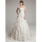 Ball-Gown Court Train Tulle Charmeuse Lace Wedding Dress With Ruffle Beadwork (002017566)