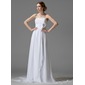 Empire Sweetheart Court Train Chiffon Wedding Dress With Ruffle Lace Beadwork Flower(s) (002004001)