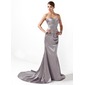 Mermaid Sweetheart Court Train Charmeuse Holiday Dress With Ruffle Beading (020003237)