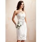 Sheath/Column Sweetheart Knee-Length Satin Wedding Dress With Beadwork Sequins (002012673)