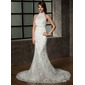 Mermaid Sheath/Column Halter Chapel Train Satin Tulle Wedding Dress With Lace (002011461) Mermaid Sheath/Column Halter Chapel Train Satin Tulle Wedding Dress With Lace (002011461)