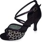 Fabric Nubuck Heels Sandals Latin Dance Shoes With Animal Print (053021604)
