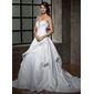Ball-Gown Strapless Chapel Train Taffeta Wedding Dress With Ruffle Lace Beadwork (002000472)