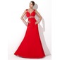 A-Line/Princess Sweetheart Floor-Length Chiffon Evening Dress With Ruffle Beading Sequins (017004434)