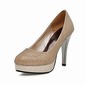 Sparkling Glitter Fabric Stiletto Heel Closed Toe Platform Pumps (085016685)