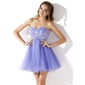 Empire Sweetheart Short/Mini Organza Homecoming Dress With Ruffle Lace Beading (022021283)