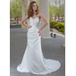Sheath/Column Sweetheart Court Train Satin Wedding Dress With Ruffle Beadwork (002001175) Sheath/Column Sweetheart Court Train Satin Wedding Dress With Ruffle Beadwork (002001175)