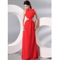 A-Line/Princess Scoop Neck Floor-Length Chiffon Evening Dress With Ruffle (017014000)