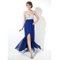 Sheath V-neck Floor-Length Chiffon Prom Dress With Beading Sequins (018005095)
