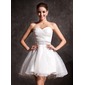 A-Line/Princess Sweetheart Short/Mini Organza Wedding Dress With Ruffle Beadwork Sequins (002011383)