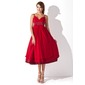 Empire Sweetheart Tea-Length Chiffon Charmeuse Maternity Bridesmaid Dress With Ruffle (045004378)