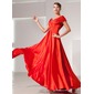 A-Line/Princess Off-the-Shoulder Floor-Length Charmeuse Holiday Dress With Ruffle Beading (020025938) A-Line/Princess Off-the-Shoulder Floor-Length Charmeuse Holiday Dress With Ruffle Beading (020025938)