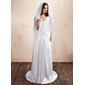 Sheath/Column V-neck Sweep Train Charmeuse Wedding Dress With Ruffle Lace (002012738)