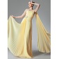 A-Line/Princess One-Shoulder Floor-Length Chiffon Prom Dress With Ruffle Beading (018002520)