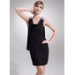 Sheath Cowl Neck Short/Mini Chiffon Cocktail Dress With Beading (016022557)