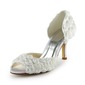 Stiletto Heel Peep Toe Pumps Wedding Shoes With Satin Flower (047024506)