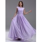 A-Line/Princess Scoop Neck Floor-Length Chiffon Kate Middleton Style With Ruffle Beading (044007571)